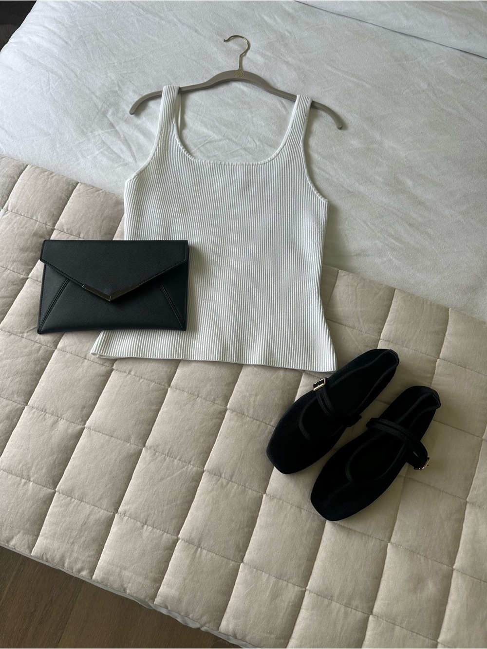 Babaton White Ribbed Square-Neck Tank